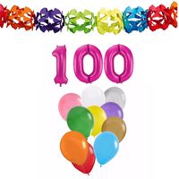 Verjaardag versiering pakket 100 jaar - opblaascijfer/slinger/ballonnen