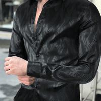 Bon&Bon Men's Allover Print Casual Shirt | Black Long Sleeve Black / S