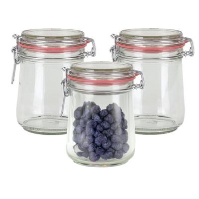 Weckpot/inmaakpot - 3x - glas - 720 ml - met beugelsluiting - transparant