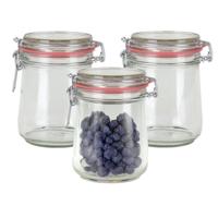 Weckpot/inmaakpot - 3x - glas - 720 ml - met beugelsluiting - transparant