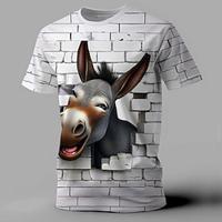 Ezel Grappig Retro vintage Casual Street Style Voor heren 3D-afdrukken T-shirt Buitensporten Feestdagen Uitgaan T-shirt Wit Korte mouw Strakke ronde hals Overhemd Lente zomer Kleding S M L XL 2XL 3XL Lightinthebox