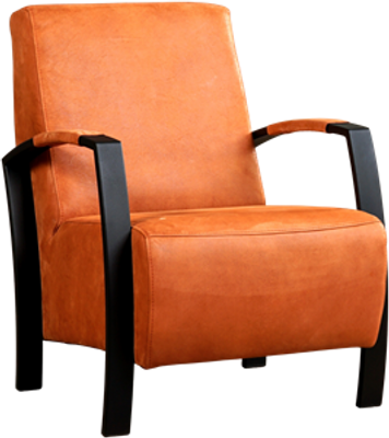 Oranje leren industriële stalen fauteuil Glory - Kenia Leer Rost (oranje leer)