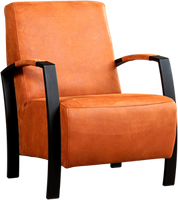 Oranje leren industriële stalen fauteuil Glory - Kenia Leer Rost (oranje leer)