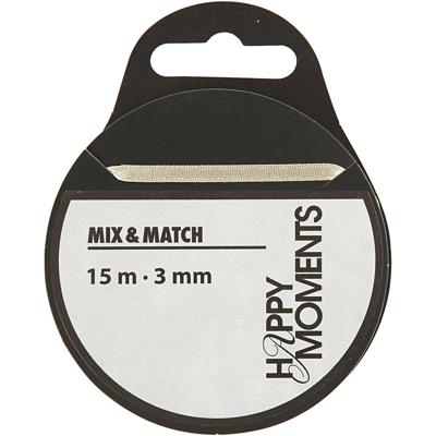 Creativ Company Satijnlint, b: 3 mm, off-white, 15 m/ 1 rol