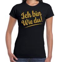 Verkleed T-shirt dames - ich bin wie du - zwart - glitter goud - foute party Verkleed T-shirt dames - ich bin wie du - zwart - glitter goud - foute party