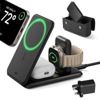 15W 3-in-1 Travel Wireless Charging Set (Bag Included) - Black - UK Plug