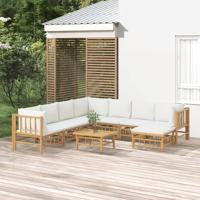 9-delige Loungeset met kussens bamboe crèmewit