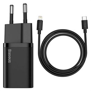 Baseus Super Si Snellader met USB-C / Lightning Kabel - 20W - Zwart