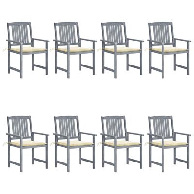 Tuinstoelen 8 st met kussens massief acaciahout grijs