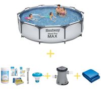 Bestway Zwembad - Steel Pro MAX - 305 x 76 cm - Inclusief WAYS Onderhoudspakket, Filterpomp & Grondzeil