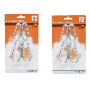 Karabijnhaken - 12x stuks - 6 en 8 cm - karabijnhaak - snaphooks/ carabiners