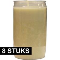 Grafkaars/gedenklicht - 8x - wit - 7 x 15 cm - 6 dagen brandtijd