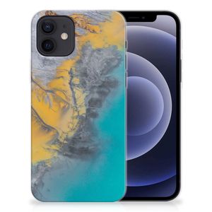 iPhone 12 | 12 Pro (6.1") TPU Siliconen Hoesje Marble Blue Gold