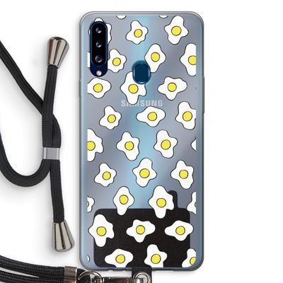 Spiegeleitjes: Samsung Galaxy A20s Transparant Hoesje met koord