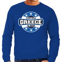 Have fear Greece is here / Griekenland supporter sweater blauw voor heren - thumbnail