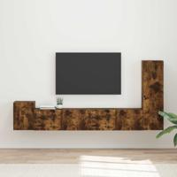 Tv-meubelset Wandgemonteerd 3 pcs Gerookt eiken Bewerkt hout