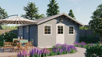 Blokhut - Tuinhuis Cadiz | 44 mm | grijs geïmpregneerd