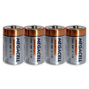 Megacell Krachtige LR20/D Alkaline batterijen - 4 stuks.