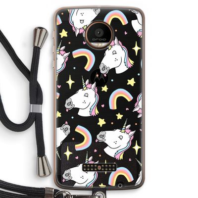 Rainbow Unicorn: Motorola Moto Z Force Transparant Hoesje met koord