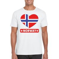 Noorwegen hart vlag t-shirt wit heren - thumbnail