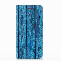 Motorola Moto E5 Play Book Wallet Case Wood Blue - thumbnail