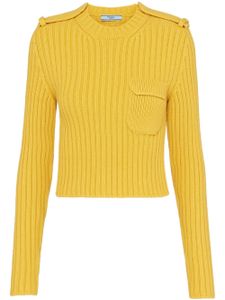 Prada pull crop à design nervuré - Jaune