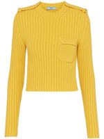 Prada pull crop à design nervuré - Jaune