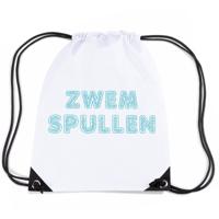 Zwemspullen rugzakje - wit - nylon zwemtas - met rijgkoord - zwemles - sport