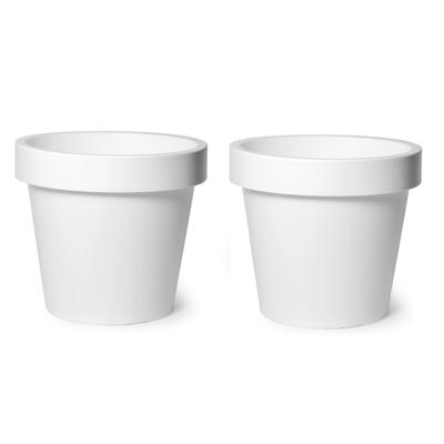 Mega Collections Plantenpot - 2x - kunststof - wit - buiten - D40 x H35 cm - bloempot