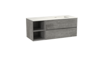 Storke Edge zwevend badmeubel 130 x 52 cm beton donkergrijs met Mata asymmetrisch rechtse wastafel in solid surface
