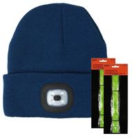 Benson Hardloop set winter - LED wintermuts/beanie blauw - LED Hardloop reflectie bandje