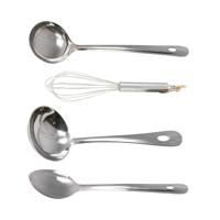 Set van 3 RVS opscheplepels en een garde - Soeplepel, sauslepel, groentespaan, garde
