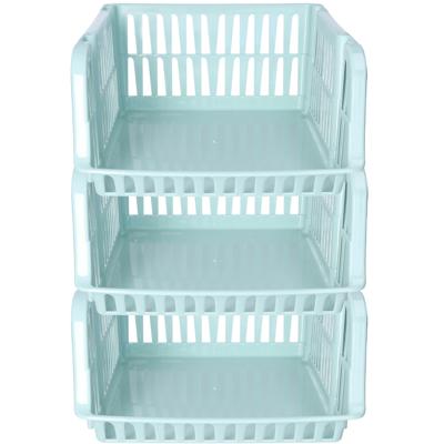 Stapelbare opbergmand - 3x - Mintgroen - 16 liter - kunststof - 38 x 28 x 15 cm