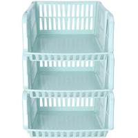Stapelbare opbergmand - 3x - Mintgroen - 16 liter - kunststof - 38 x 28 x 15 cm