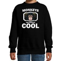 Dieren leuke chimpansee sweater zwart kinderen - monkeys are cool trui jongens en meisjes