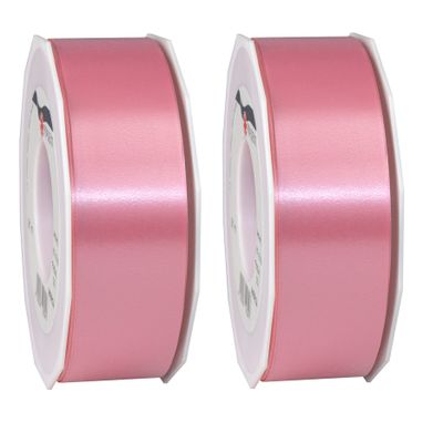 2x XL hobby/decoratie roze kunststof sierlinten 4 cm/40 mm x 91 meter