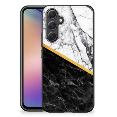 Samsung Galaxy A54 Marmeren Print Telefoonhoesje Marmer Wit Zwart - Origineel Cadeau Man