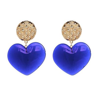 Perzik hart oorbellen retro serie acryl Stud Oorbellen voor vrouwen (Deep Blue)