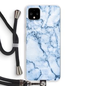 Blauw marmer: Pixel 4 XL Transparant Hoesje met koord
