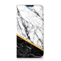 iPhone 14 Pro Max | Standcase | Marmer Wit Zwart - Origineel Cadeau Man