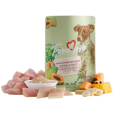 alsa-nature FOODLOVE Kip & Forel met quinoa, pastinaak & papaja, 300 g, Aantal: 30 x 300 g