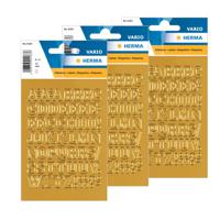 Stickervellen 162x stuks plak letters alfabet A-Z - goud/folie - 12 mm - zelfklevend