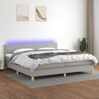 Boxspring met matras en LED stof lichtgrijs 200x200 cm