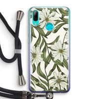 Wit bloemenpatroon: Huawei P Smart (2019) Transparant Hoesje met koord