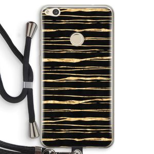 Gouden strepen: Huawei Ascend P8 Lite (2017) Transparant Hoesje met koord