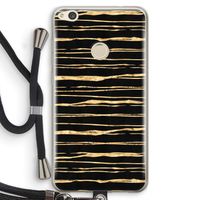 Gouden strepen: Huawei Ascend P8 Lite (2017) Transparant Hoesje met koord