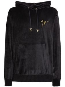 Giuseppe Zanotti hoodie en velours à logo brodé - Noir