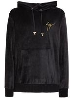 Giuseppe Zanotti hoodie en velours à logo brodé - Noir - thumbnail