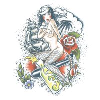 Carnaval verkleed nep tattoo XL - sexy pin-up matroos - getatoeerde armen - volwassenen - thumbnail