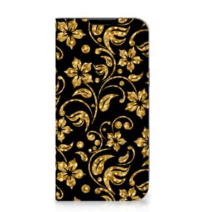 Apple iPhone 14 Plus Smart Cover Gouden Bloemen